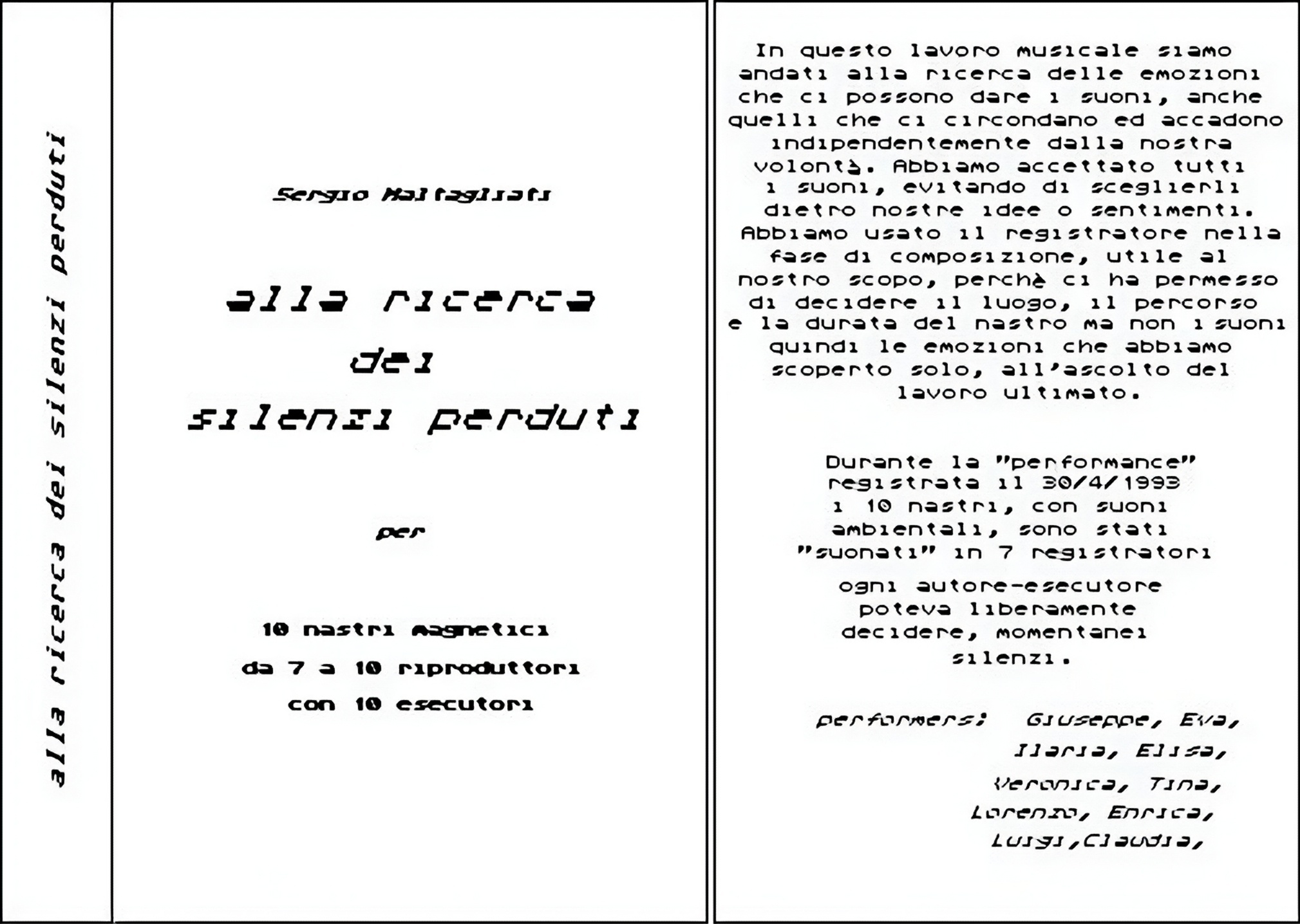 Fascetta con testo — Alla ricerca dei silenzi perduti (1993)